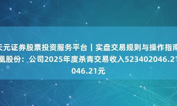 天元证券股票投资服务平台｜实盘交易规则与操作指南 凤凰股份：公司2025年度杀青交易收入523402046.21元